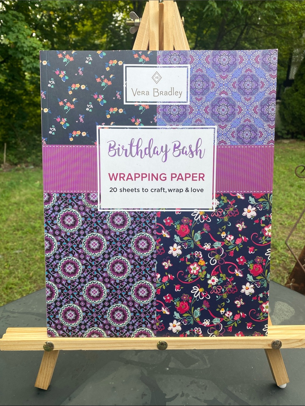 Vera Bradley Birthday Bash Wrapping Paper - Purple and Blue Floral